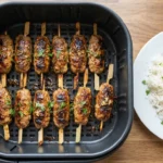 Crispy Air Fryer Chicken Kofta Logs on Short Skewers