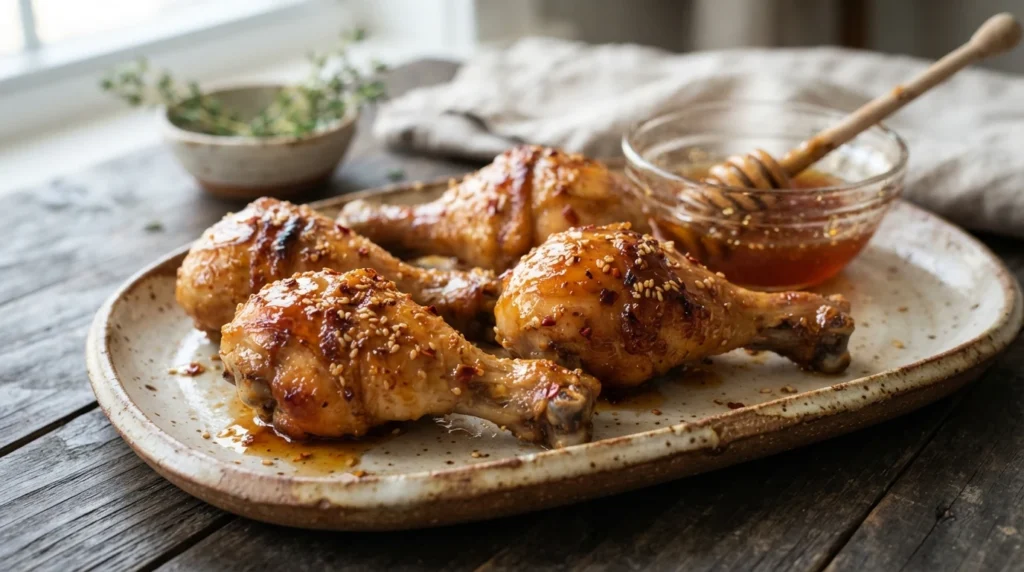 Air Fryer Hot Honey Drumsticks with a Measured Finishing Drizzle