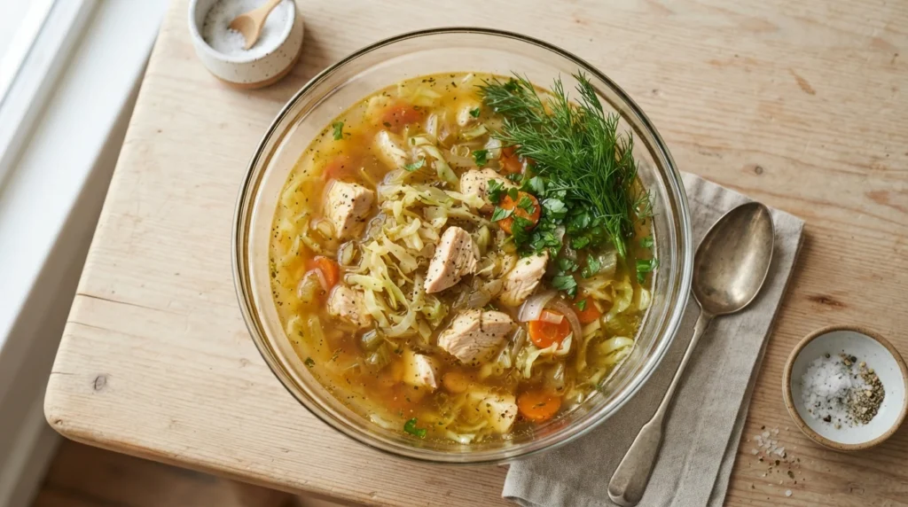 Keto Chicken and Cabbage Soup with Fresh Dill