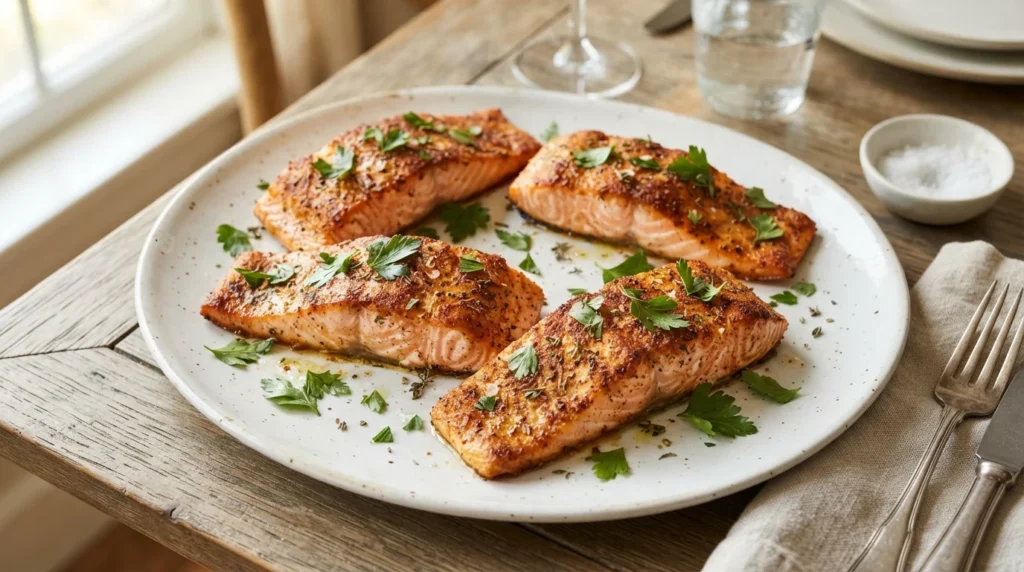 Air Fryer Cajun Salmon with a Dry Spice Crust