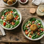 Air Fryer Falafel Bowls with Couscous and Fresh Salad