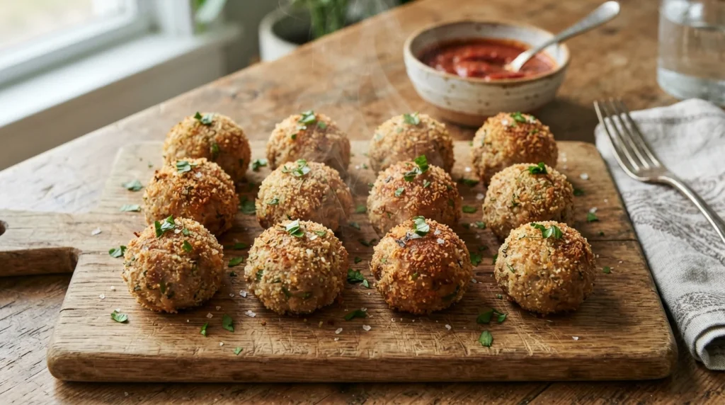 Crispy Air Fryer Turkey Meatballs with Italian Herbs