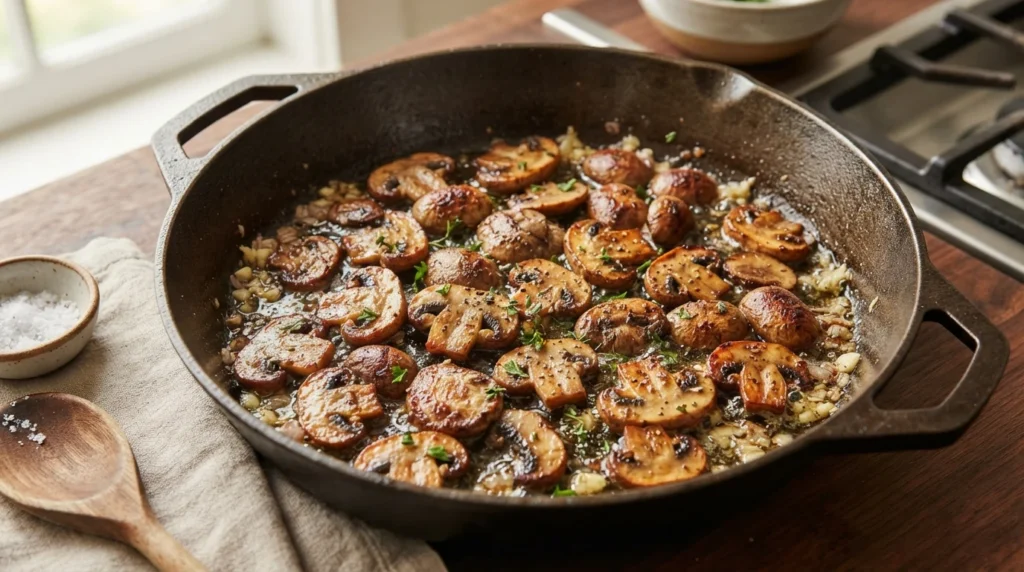 Golden Garlic Mushrooms: A Keto Pan-Sear Technique
