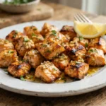 Air Fryer Salmon Bites with Lemon Garlic Finish