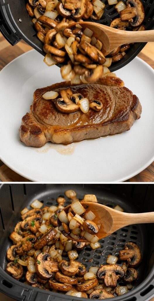 The Best Air Fryer Beef Tips with Mushrooms and Onions (Juicy High-Protein Dinner)